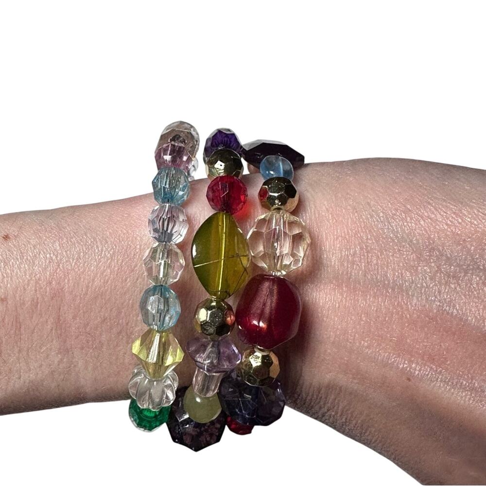 Chunky bracelet handmade memory wire plastic multi color